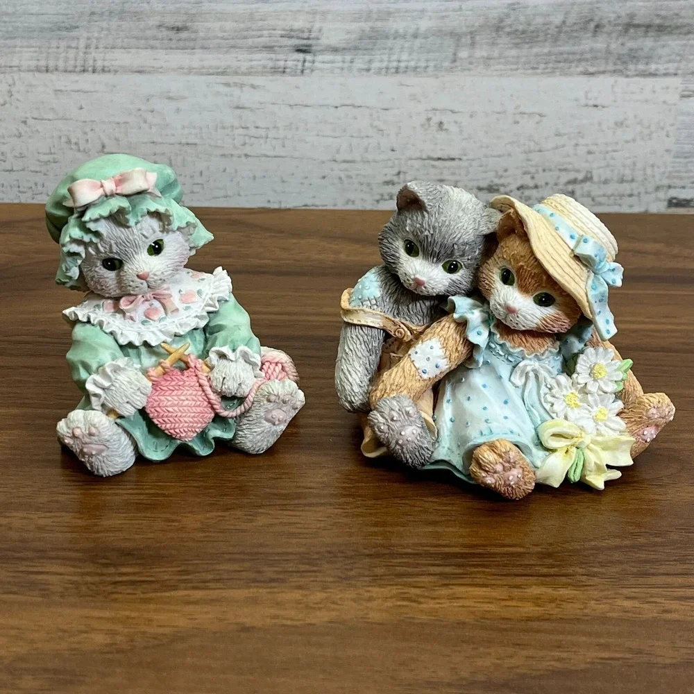 Vintage Calico Kittens‎ figurines 1993 Friendship Lot of Two